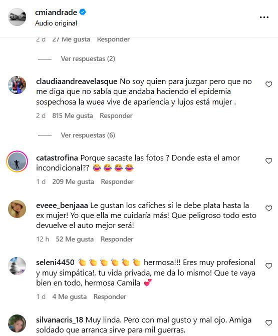 Así quedaron las redes sociales de Camila Andrade tras polémica de Francisco Kaminski - Instagram