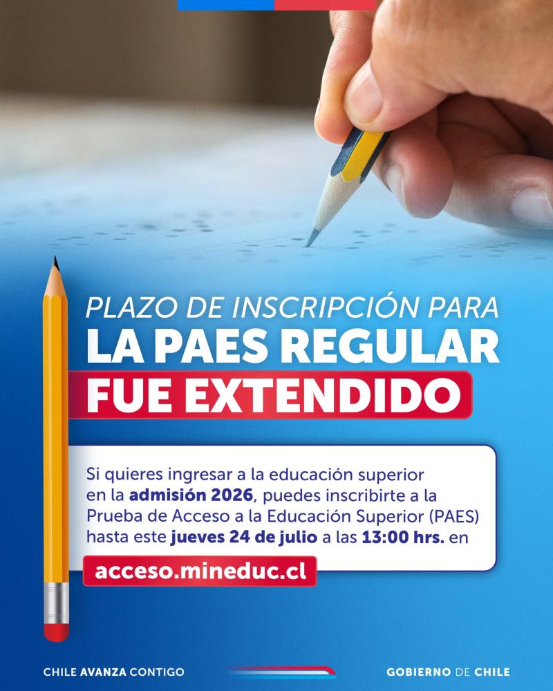 El plazo para inscribirse a la PAES Regular vence se extiende hasta este jueves a las 13:00