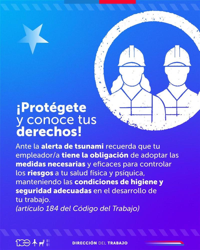 ¿Qué dice la Dirección del Trabajo ante una alerta de tsunami?