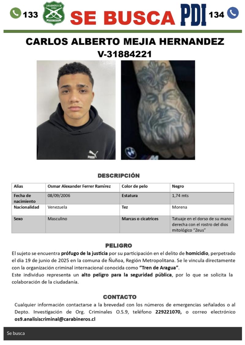 Sicario venezolano: nueva orden de captura.