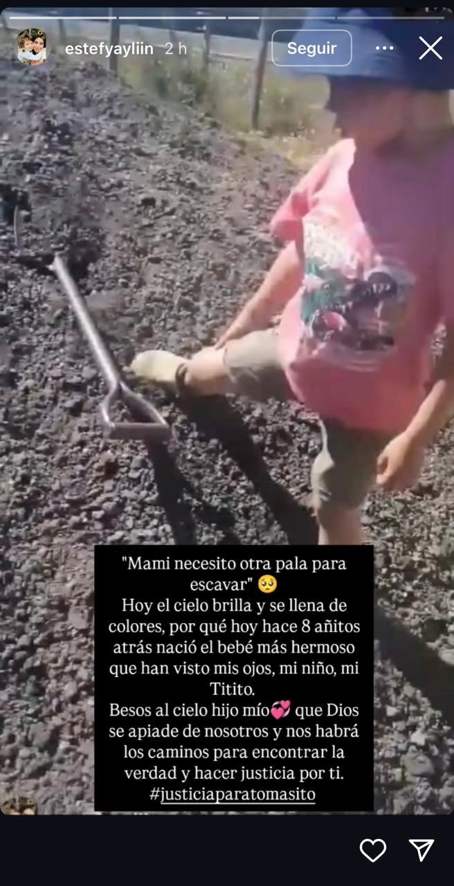 Video en Instagram de mamá de Tomás Bravo.