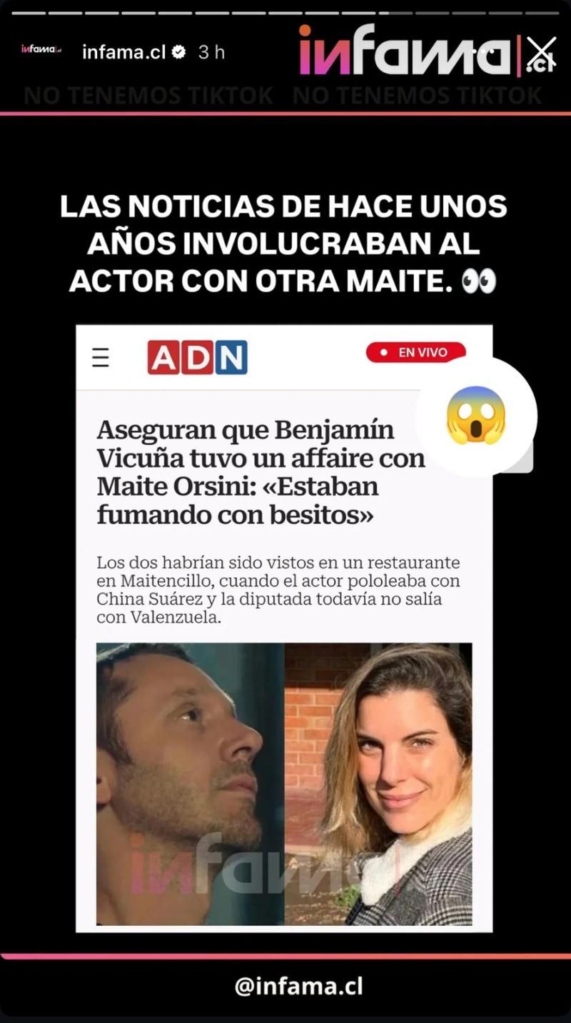 Benjamín Vicuña habría engañado a la "China" Suárez - Captura