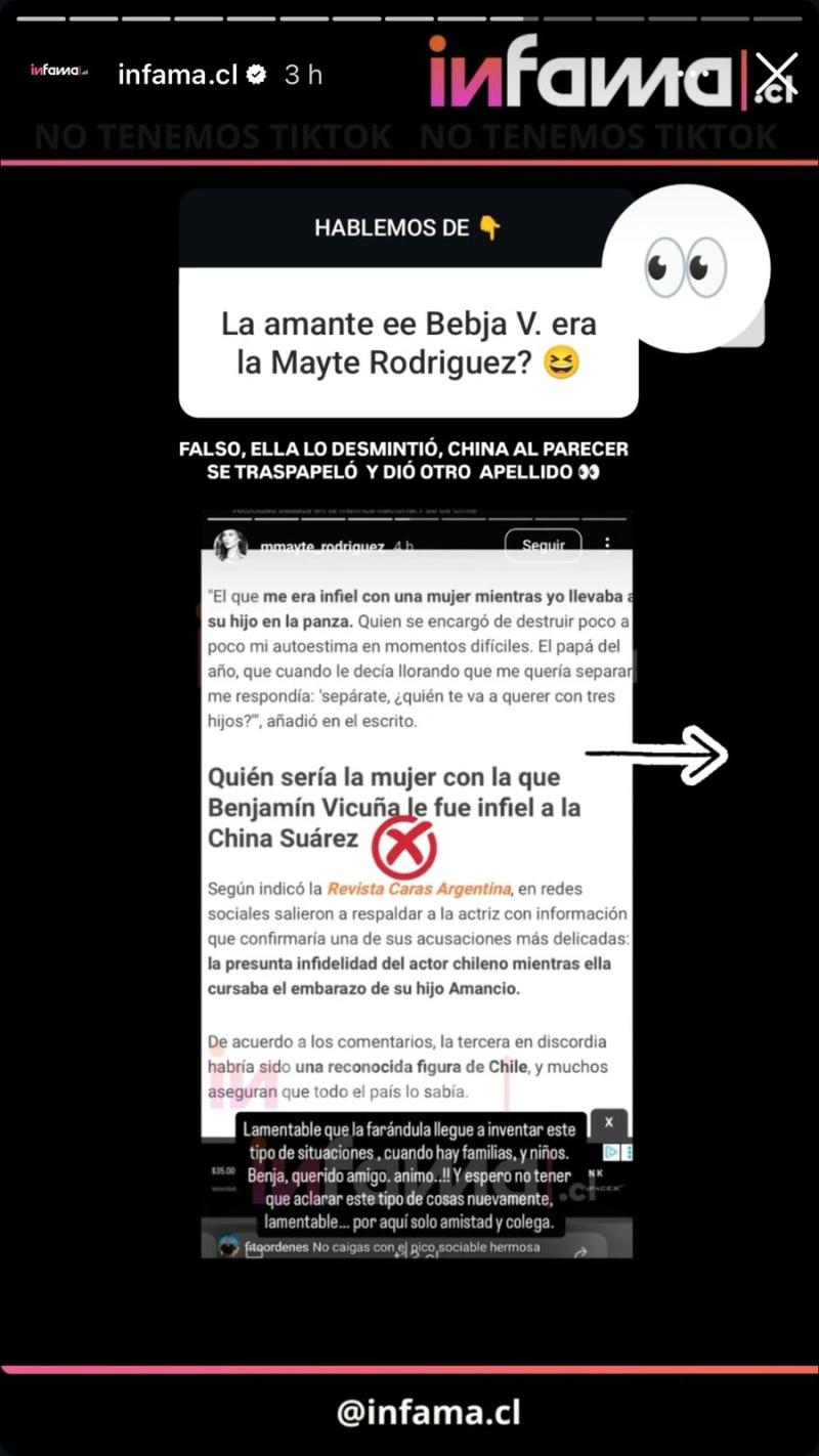 Benjamín Vicuña habría engañado a la "China" Suárez - Captura