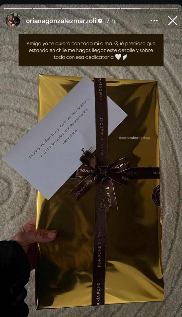 Oriana Marzoli recibió regalo de Adriana Barrientos - Instagram