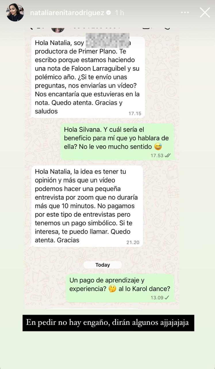 El posteo de Natalia sobre Karol - Instagram