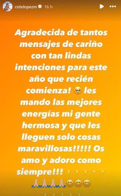 Coté López en sus historias de Instagram