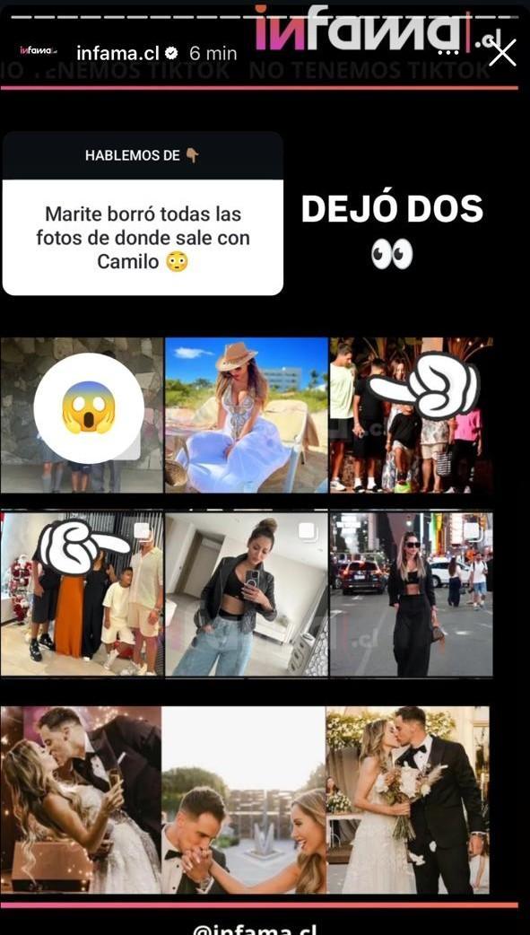 Infama reporta que Marité borró las fotos con Camilo - Instagram