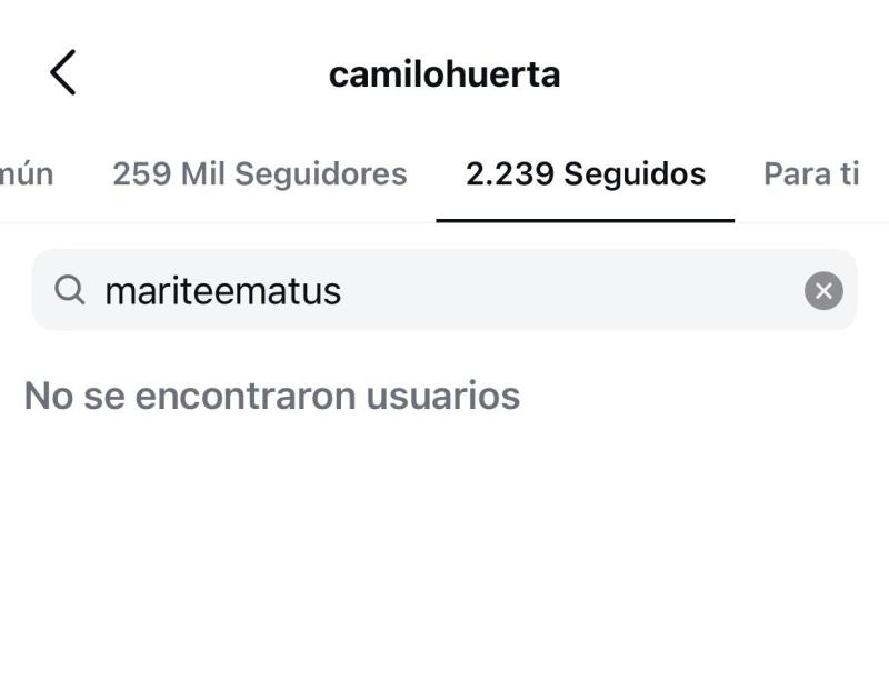 Camilo Huerta dejó de seguir a Marité Matus