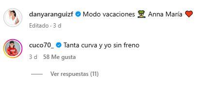El comentario de Cuco a Dany en Instagram
