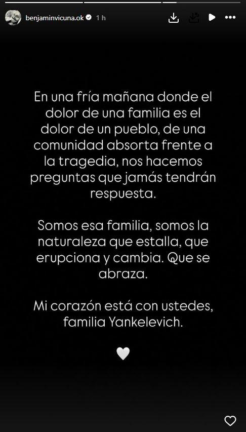 Historia de Instagram de Benjamín Vicuña