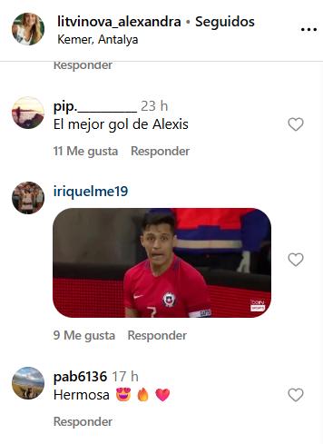 Comentarios en la foto de Alexandra Litvinova, polola de Alexis Sánchez - Instagram