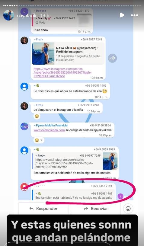 Grupo en el que hablan de Naya Fácil y que sería de Natalia Casas-Cordero - Captura