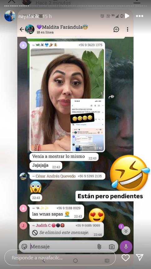 Naya Fácil expuso mensajes en grupo que correspondería a Natalia Casas-Cordero - Captura