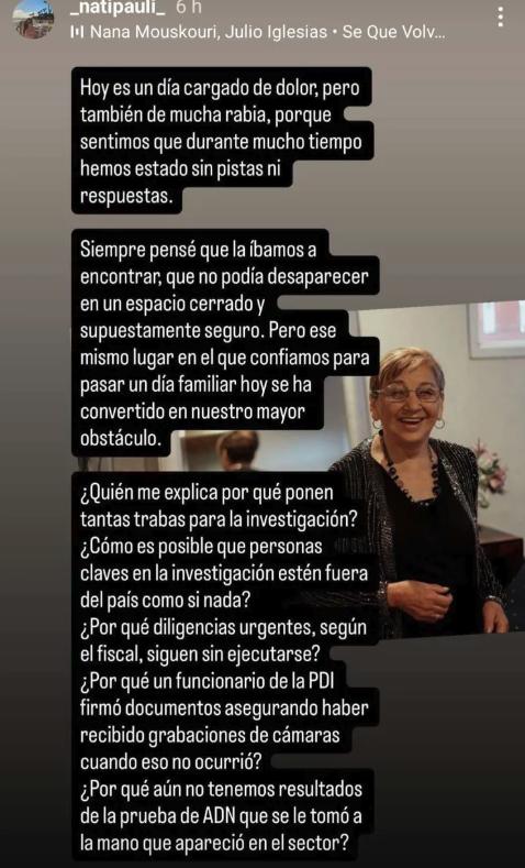Nieta de María Ercira en redes sociales.