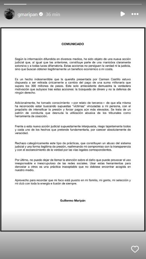 Guillermo Maripán compartió declaración tras grave acusación - Instagram