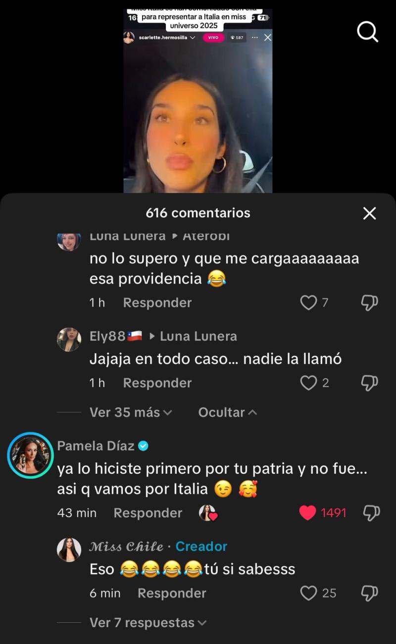 Pamela Díaz apoyó la idea de que Scarlette Hermosilla represente a Italia - Tiktok