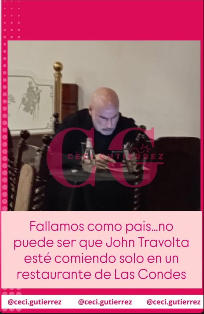 John Travolta cenando solo en Las Condes - Instagram Cecilia Gutiérrez