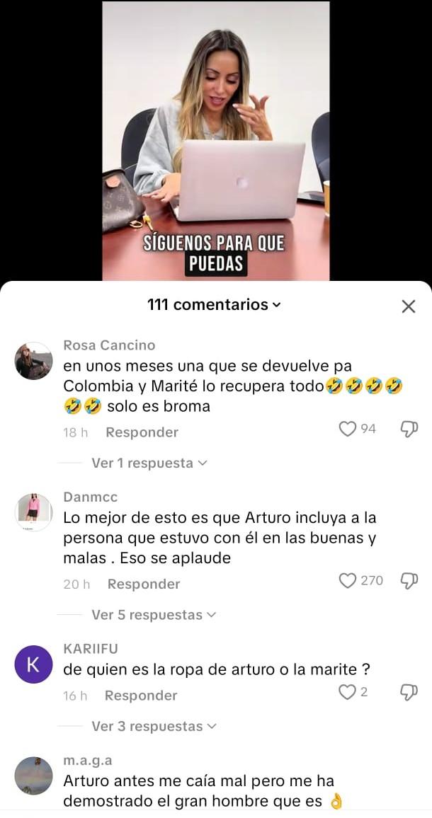 Comentarios en el TikTok