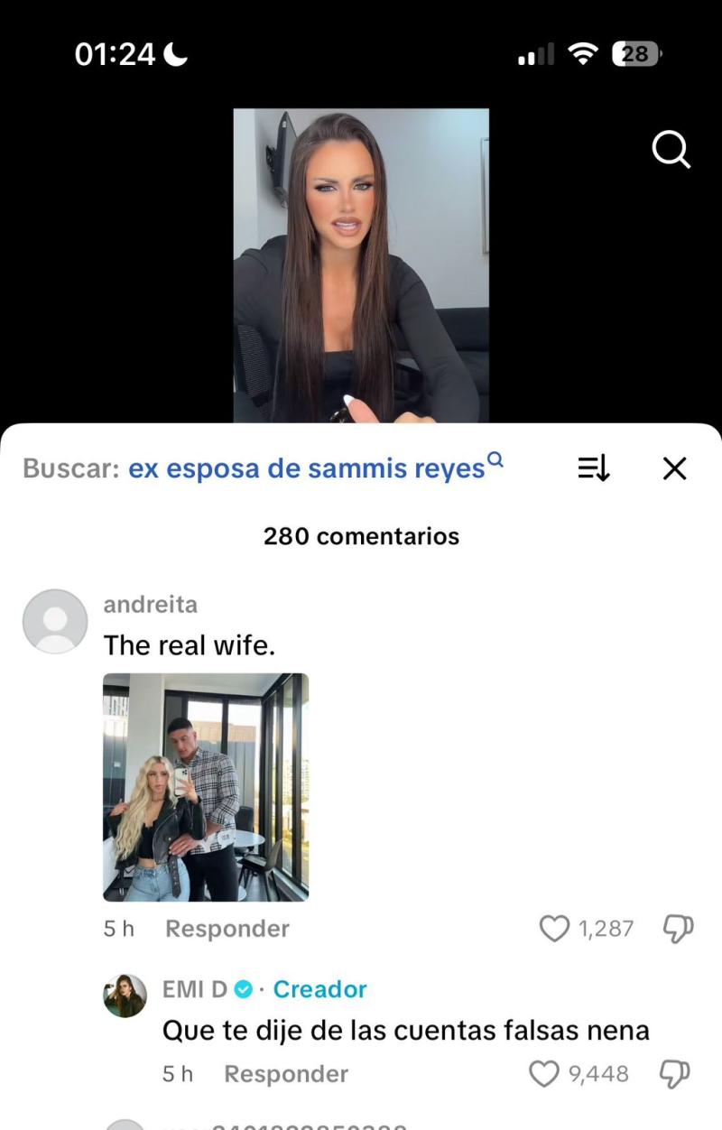 Comentario de Emilia Dides en su cuenta de Tiktok