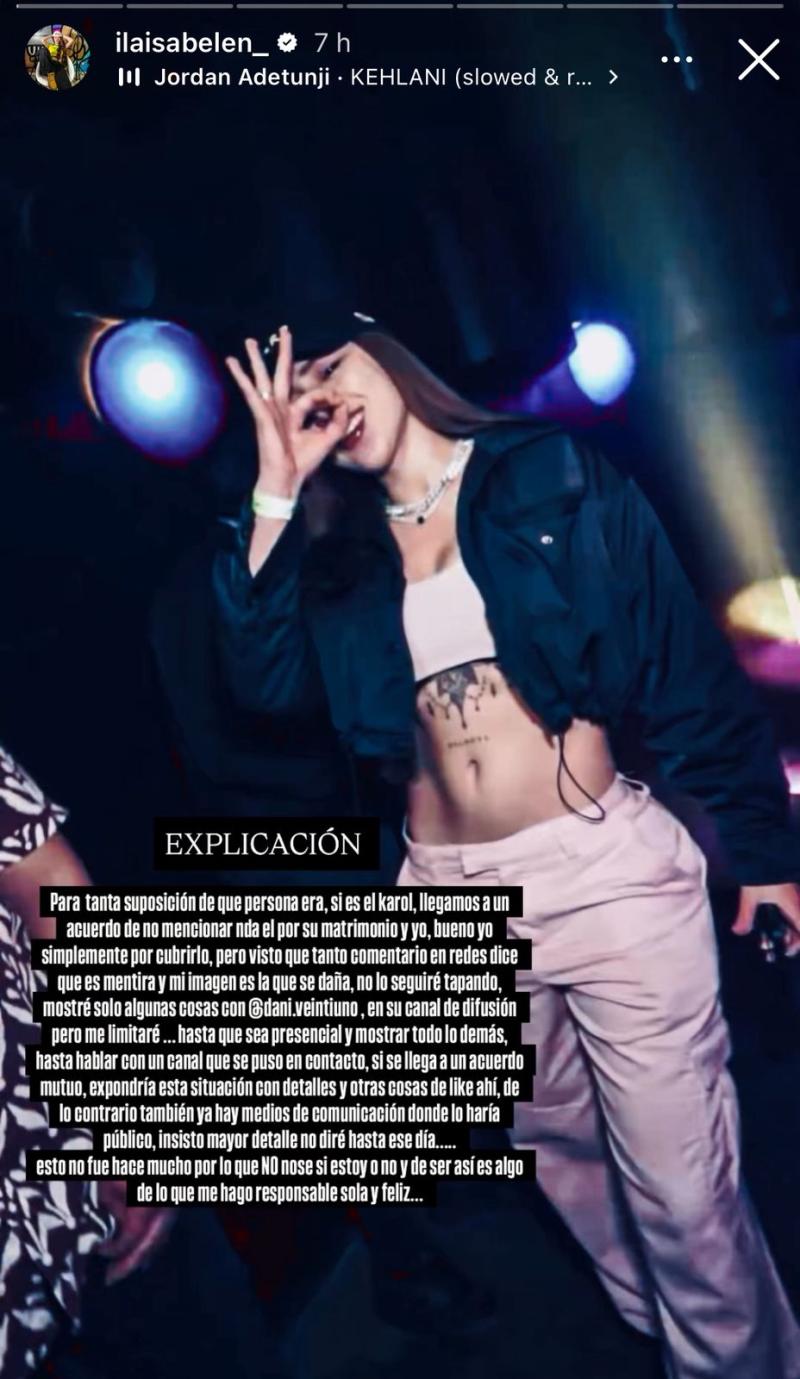 DJ Isi Glock compartió esta explicación en su cuenta privada tras encuentro con Karol Lucero - Instagram