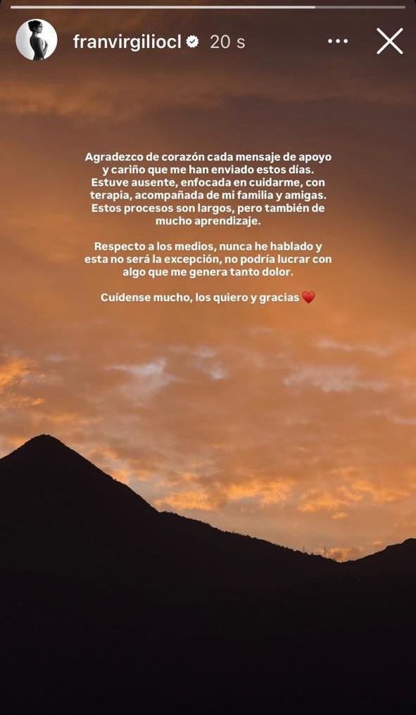 Fran Virgilio rompe el silencio tras quiebre con Karol Lucero - Instagram