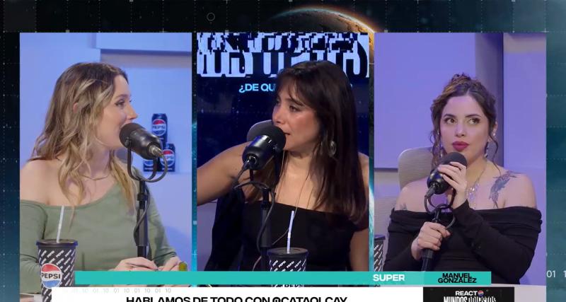 Pía, Cata Olcay y Natu en el React de Mundos Opuestos