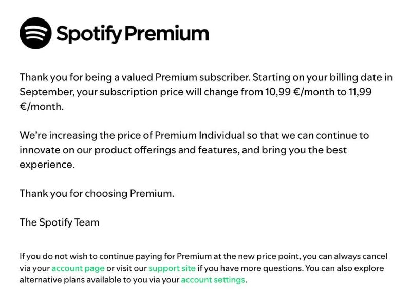 Spotify Premium aumentó su tarifa.