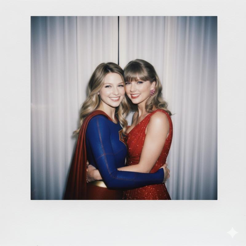 Imagen polaroid de Melissa Benoist y Taylor Swift generada con Inteligencia Artificial de Gemini.