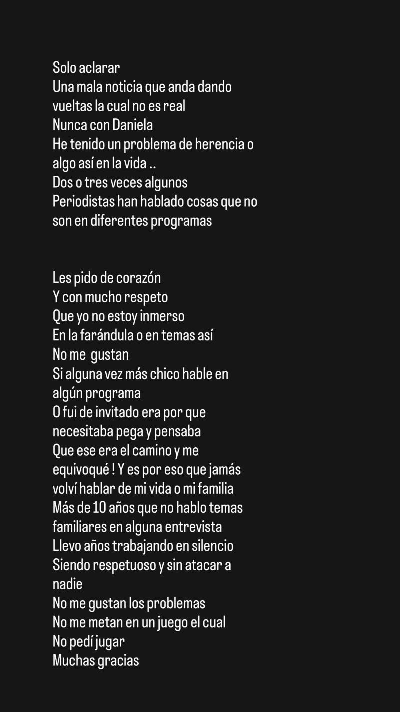 La respuesta de Rigeo tras supuesto conflicto familiar con Daniela Aránguiz - Instagram