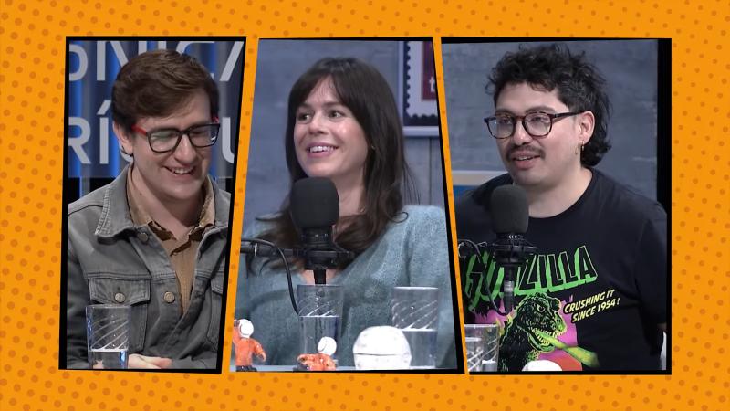 Carola Varleta junto a José Utreras y Javier Manríquez en Crónicas Terrícolas. Créditos: Media UC