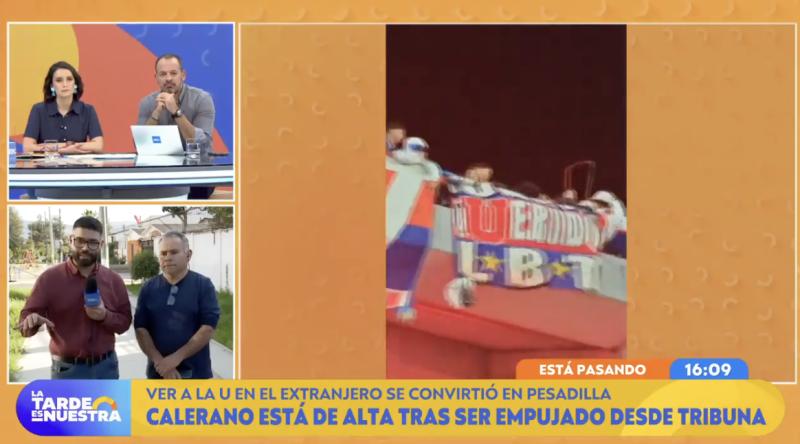 La tarde es nuestra habla con hincha de la U. de Chile que fue lanzado de la tribuna.