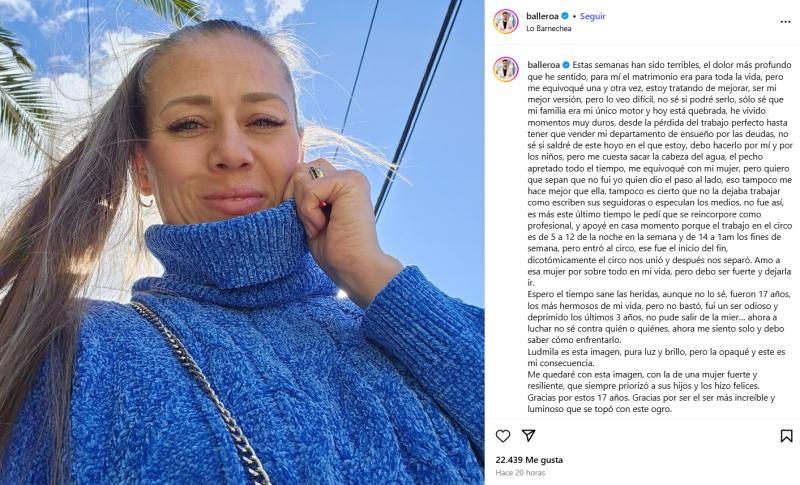 El desahogo de Álvaro Ballero tras quiebre matrimonial - Instagram