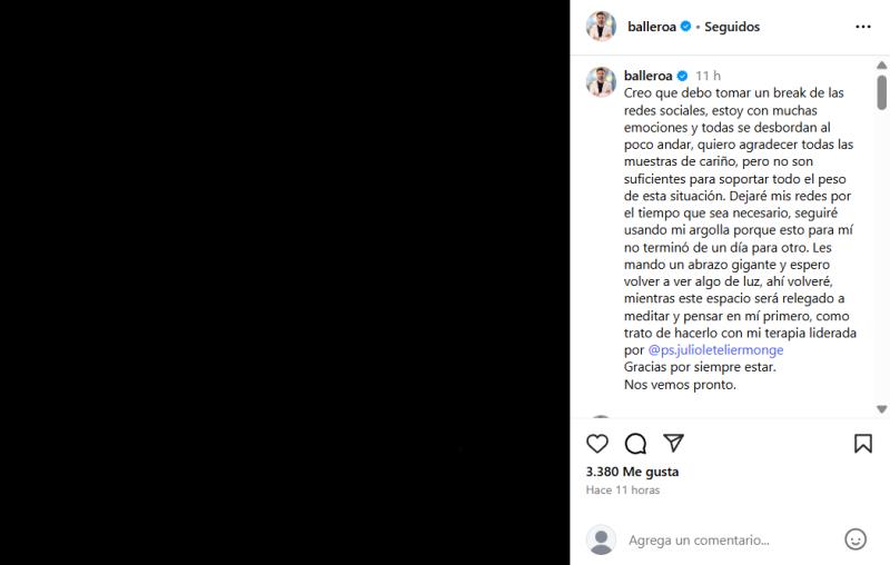Álvaro Ballero comparte importante decisión con sus seguidores - Instagram