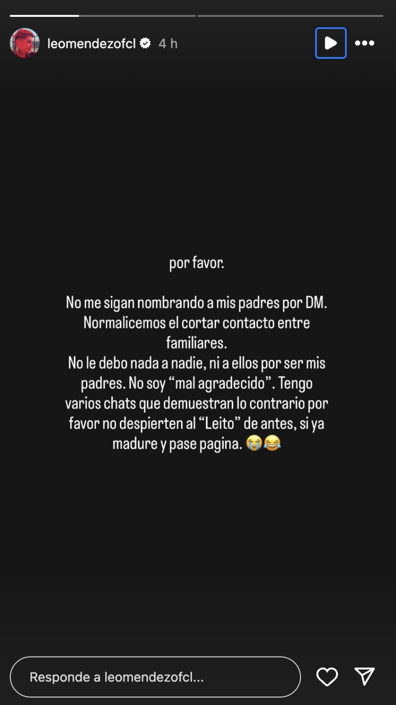 Historia de Leo Méndez Jr en Instagram.