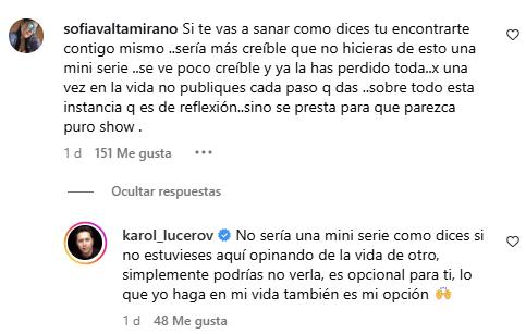 Comentario contra Karol Lucero | Instagram