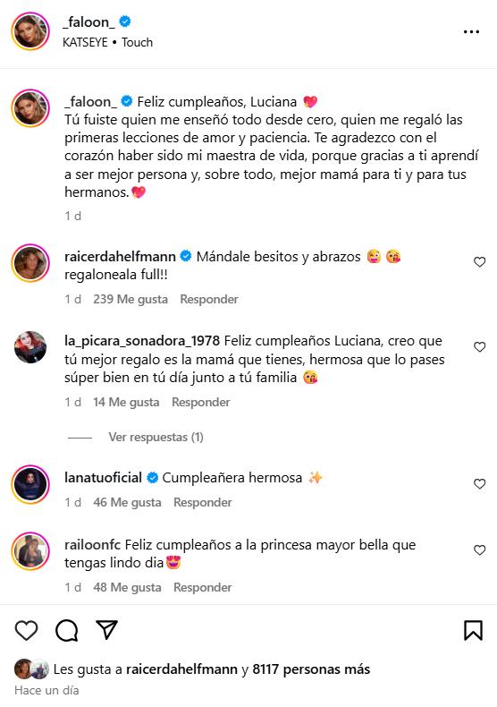 El comentario que Raimundo Cerda dejó a Faloon Larraguibel por cumpleaños de su hija - Instagram