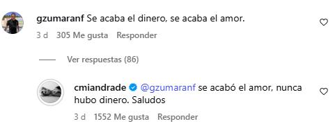 Respuesta de Camila Andrade | Instagram