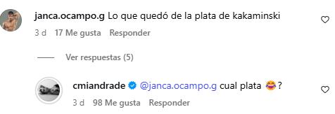 Respuesta de Camila Andrade | Instagram