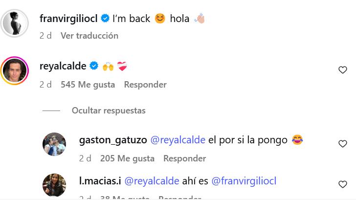 Comentario de Rey Alcalde a Fran Virgilio | Instagram