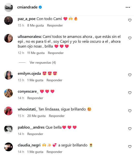 Mira los comentarios en las redes sociales de Camila Andrade - Instagram