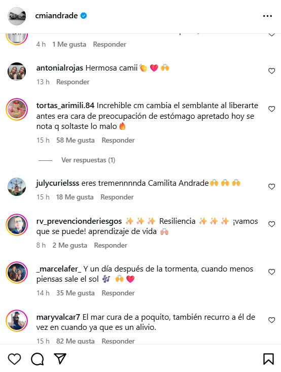 Mira los comentarios en las redes sociales de Camila Andrade - Instagram