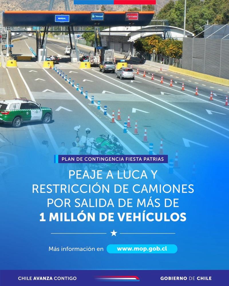 Peaje a luca en Fiestas Patrias - MOP
