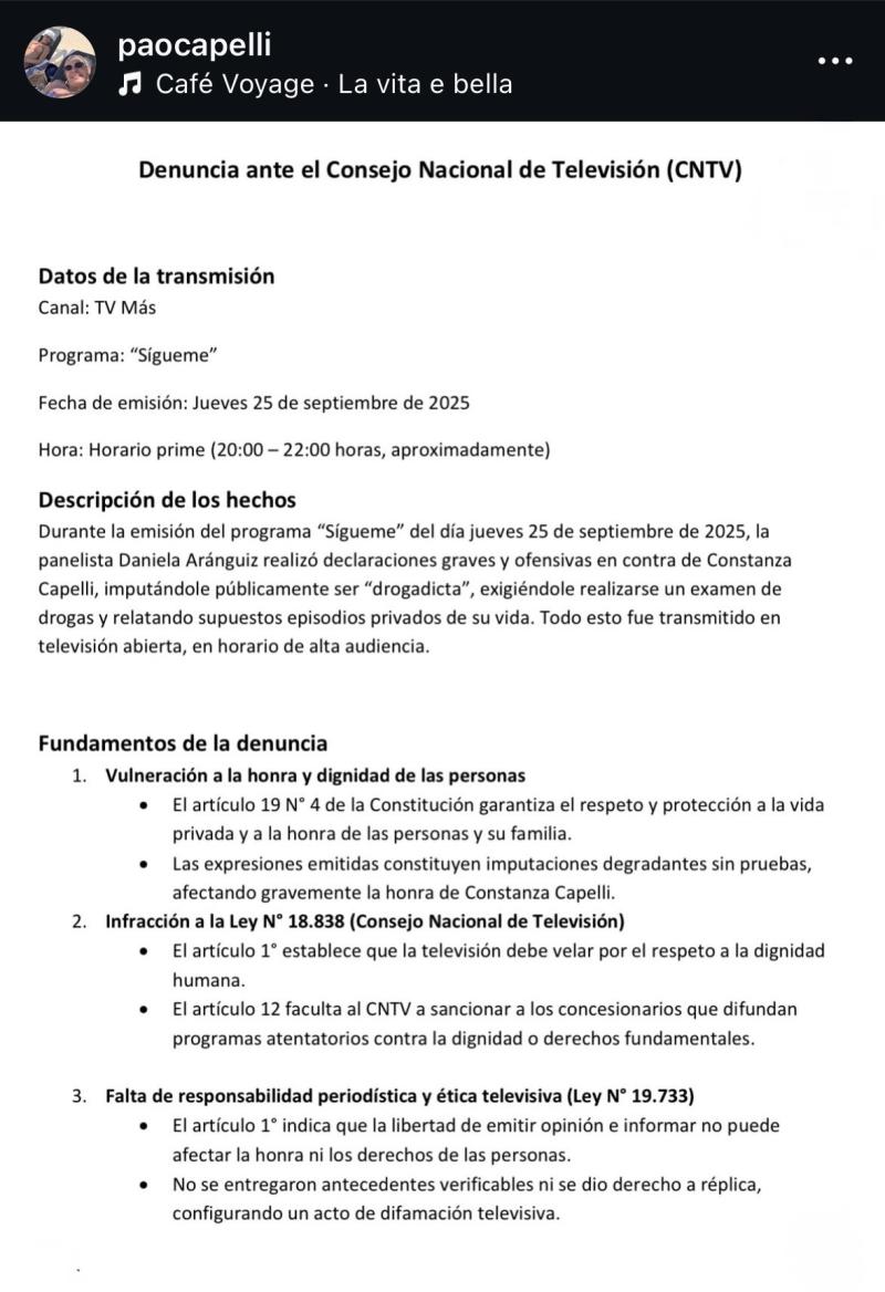 Madre de Cony Capelli en Instagram.