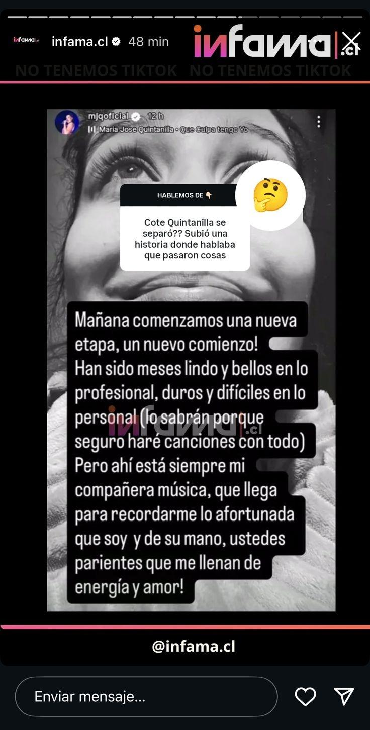 Historia María José Quintanilla | Instagram