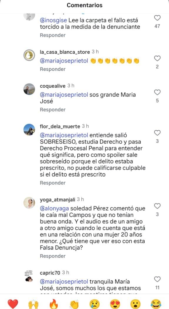 Comentario a María José Prieto - Instagram