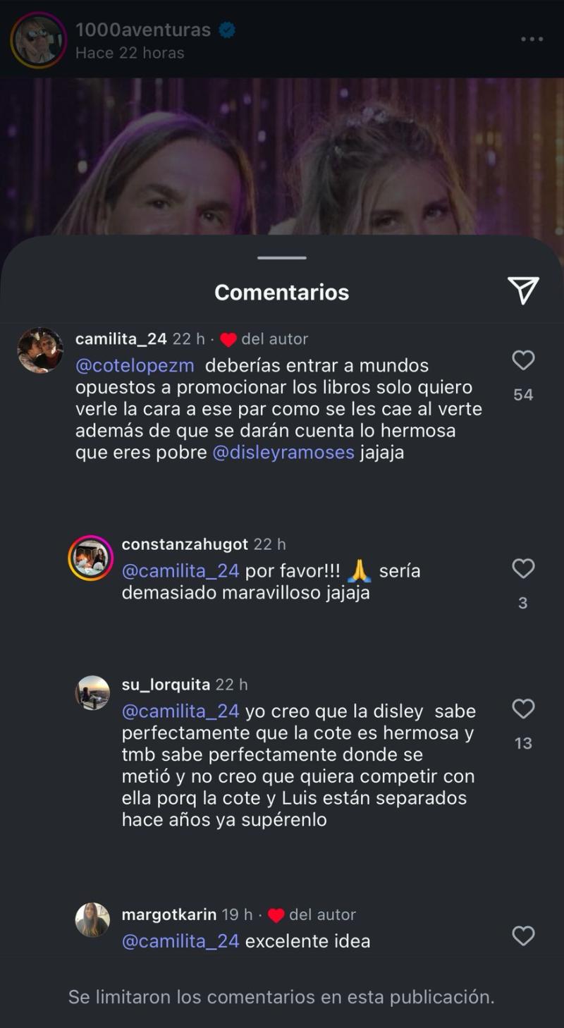 Comentario a la publicación del papá de Coté López - Instagram