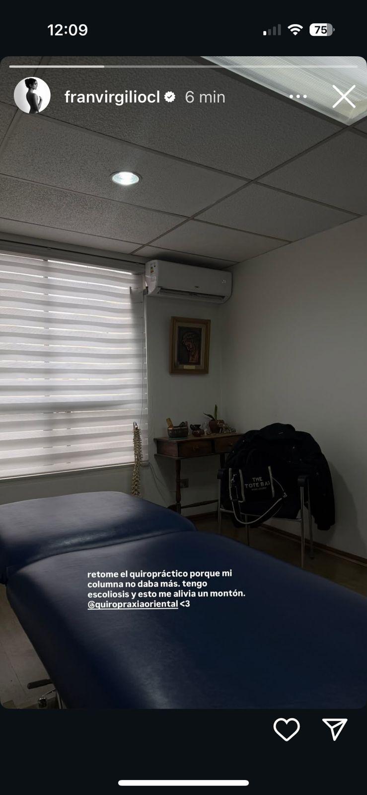 Captura de pantalla historia de Instagram de Fran Virgilio