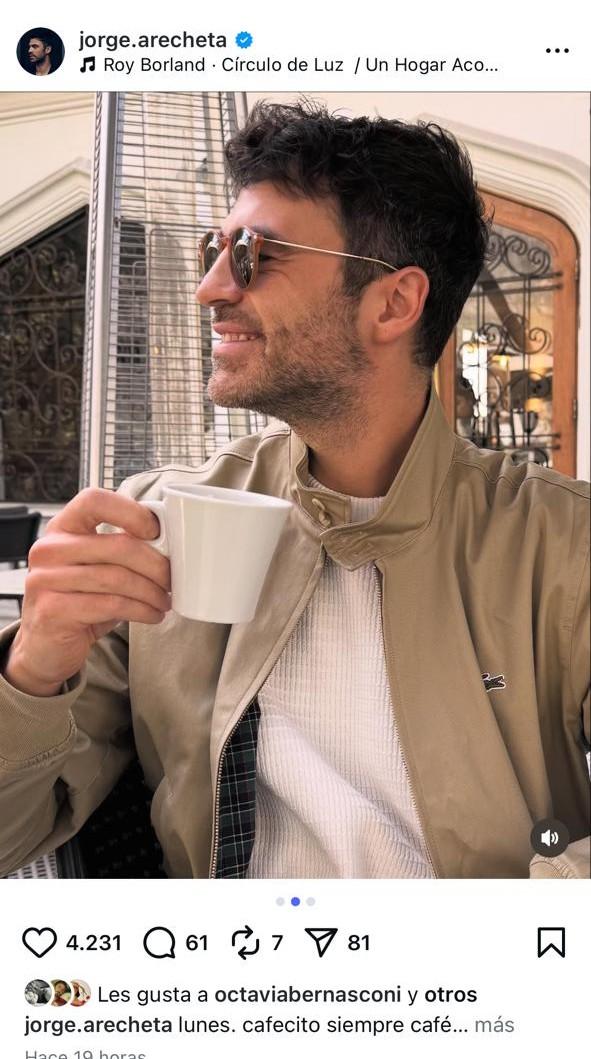 Octavia Bernasconi dejó llamativo like en foto de Jorge Arecheta - Instagram