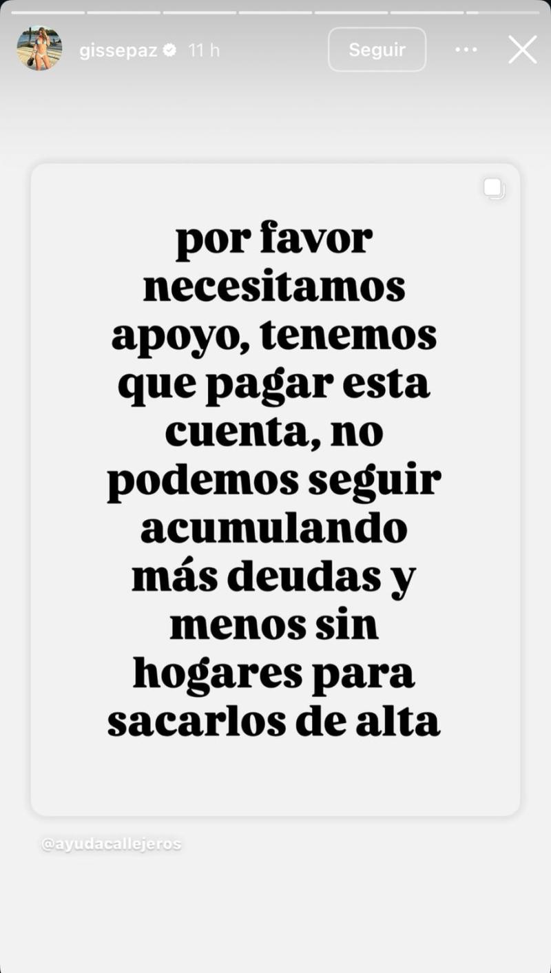 Gissella Gallardo hizo un fuerte llamado a través de redes sociales - Instagram