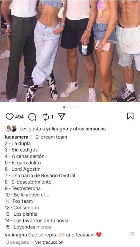Yuli Cagna y Lucas Mera - Instagram